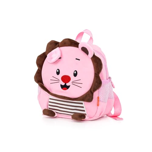 Image of WISHKEY Kids Bag for Boys & Girls (2-5 Years) Picnic Bags for Girls Water Resistant Lightweight Small Size with Safety Leash, Chest Buckle & Adjustable Straps Pink