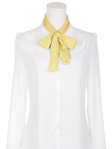 Women Pleated Long Scarves, Solid Gradient Contrast Color Ribbon Hair Band Neck Scarves2