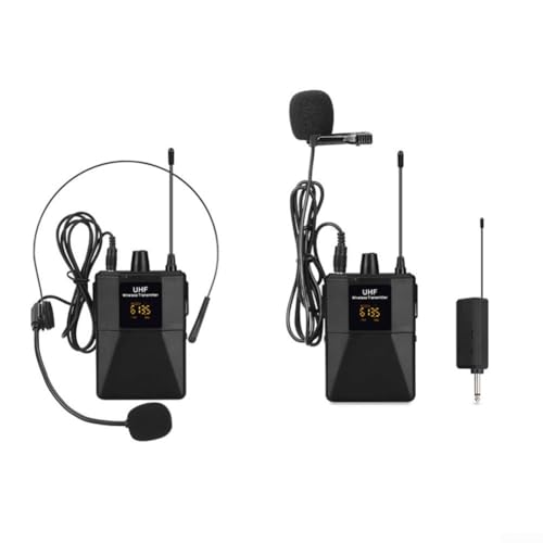 Micrófono inalámbrico UHF, kit de sistema inalámbrico portátil para karaoke, iglesia, presentaciones, micrófonos de mano duales (1 remolque-1)