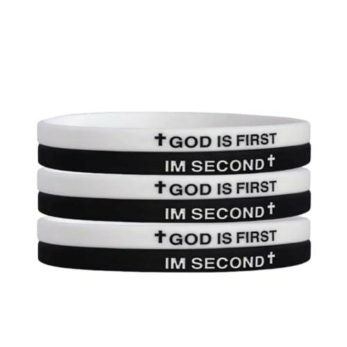 QRH God is First I am Second Silicone Bracelets Christian Bible Verse Rubber Bracelets Religious Christian Quote Bangle Bracelet for Men Women -02