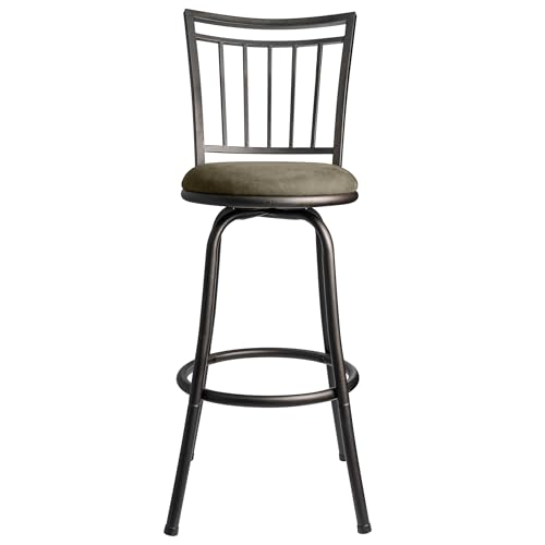 Butaco metálico giratorio con altura ajustable de 24 a 29 pulgadas, tapizado en poliéster color negro mate y beige miniatura 3