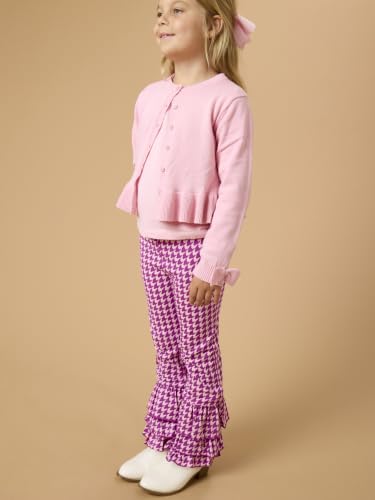 Image of RuffleButts Baby Girls Stretchy Flare - Ruffle Pants | 95% Cotton 5% Spandex, Breathable Fabric, Elastic Waistband, Relaxed Fit, Pleated Front, Long Length, Infant Apparel