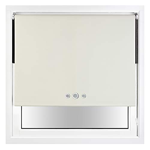 FURNISHED Persiana Enrollable Opaca con Triple Ojal y herrajes metálicos recortables - Crema, 185W x 210H cm