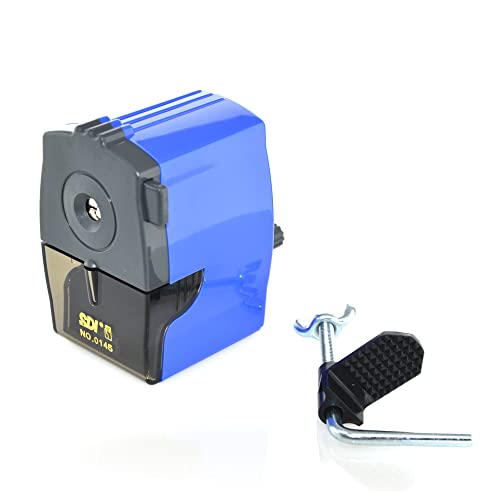 Sacapuntas De Mesa - REF. 0145- Sistema Fijación Incluido, Manivela Silenciosa, Mecanismo Metálico con Sistema Auto-Stop, Base Antideslizante y Cajón de Residuos Fabricado Por SDI. (Azul)