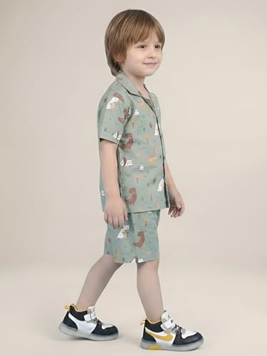 Image of POLKA TOTS 100% Cotton Half Sleeve Shirt and Shorts Combo for Boys | Co-Ord Set for Kids | Summer Wear Dress for Toddlers | Breathable & Skin-Friendly Boys Clothes | Trendy Summer Outfit & Beach Wear