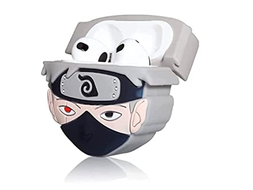 Image of PEFKO PSS121 AirPods Pro Soft Silicone Protective Case 3D Design Shockproof Case Cover with Anti-Lost Metal Keyring Compatible for Apple AirPods Pro (Kakashi - Hatake)