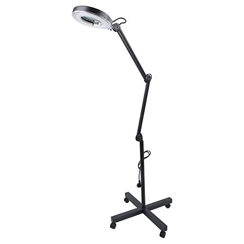 Beltom Loupe 5 Dioptries Sur Pied 4 Roulettes – Éclairage LED Esthétique – Idéale Esthétique, Précision & Tatouage