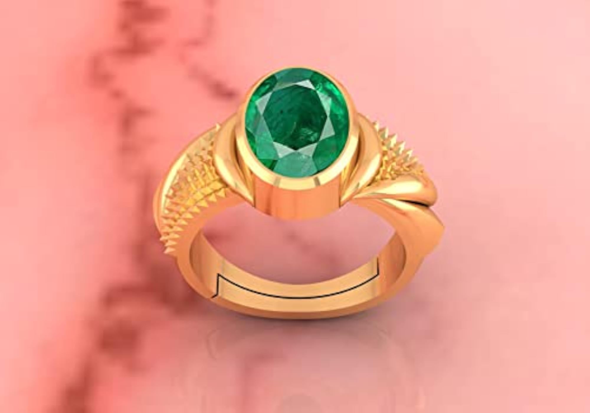 Women's Adjustable Gold Plated 925 Silver Emerald Ring