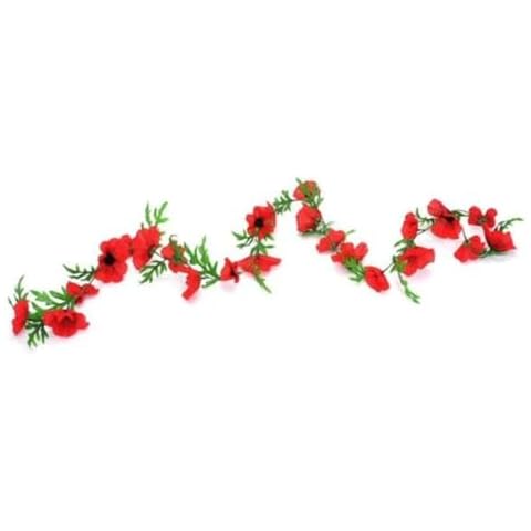 6ft Flame Red Poppy Flower Garland Cover