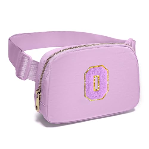 Image of Gitus Gifts for 8 9 10 11 12 Year Old Girls Belt Bag Fanny Pack Crossbody Bags with Initial Letter Patch Cute Stuff Birthday Gifts for Teen Girls Women Personalized Trend Stuff (Lavender-O)