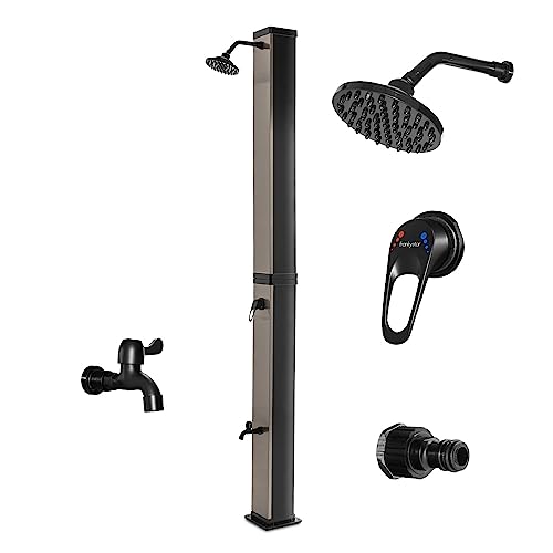 FRANKYSTAR Doccia Solare da Giardino in PVC. Doccia a Riscaldamento Solare da Esterno rubinetteria in Acciaio Satinato. 20L / 35L / 40L (40, Bronzo)