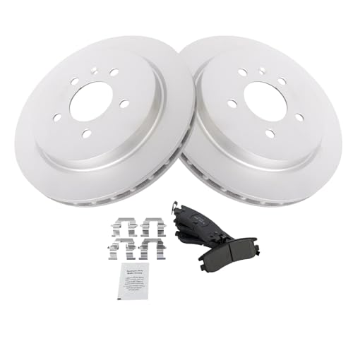 Image of TRQ Rear Brake Pad and Rotor Set Ceramic Coated Rotors Compatible with 2003-2004 Cadillac Seville