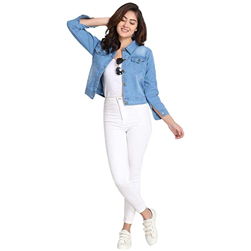 Image of Solid Regular Denim Jacket For Women