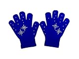 Fashion Every Day @Fedol Girls Ice Skating Gloves Magic Stretch with Rhinestones Snow Flakes (Royal Blue)