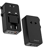 Jasput 25W Universal Travel Adapter, Ultra-Slim Mini Adapter with 2 USB-C & 1 USB-A, Fast Charging for Smartphones, Tablets, and Laptops, Compatible with US, UK, EU, AU, Asia, Perfect for Travel