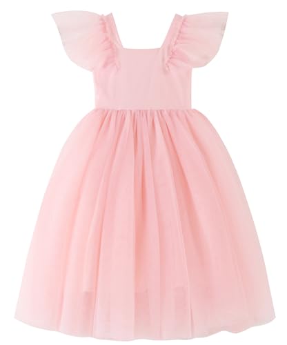 Baby Girls Tutu Dress Flutter Sleeve Toddler Sleeveless Princess Tulle Sundress Toddler Girls Vintage Party Dress2