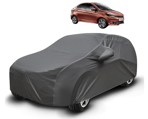 Image of Auto Hub Waterproof Car Cover Compatible with Tata Tigor with Mirror Pockets, Soft Cotton Lining, Tigor Car Cover Waterproof, Grey