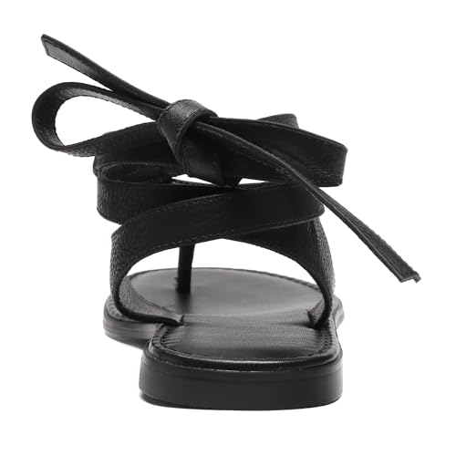 Ankle Strap Flat Sandals for Women Comfortable Lace Up T-Strap Slip on Flip Flops Flats Ladies Fashion Cute Thong Sandals Summer Soft Flip Flops Sandals