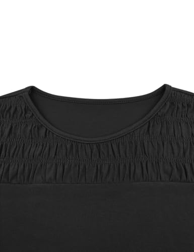 Image of Vivitulip Girl's Basic Long Sleeve Crew Neck T-Shirts Casual Smocked Cute Tunic Tops