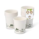 BIOZOYG 100 Stück Kaffeebecher Pappbecher 100ml / 4 oz Ø 62 mm weiß mit Umweltmotiv - Einwegbecher plastikfrei - Becher aus nachhaltiger Forstwirtschaft - Kaffeebecher Einweg