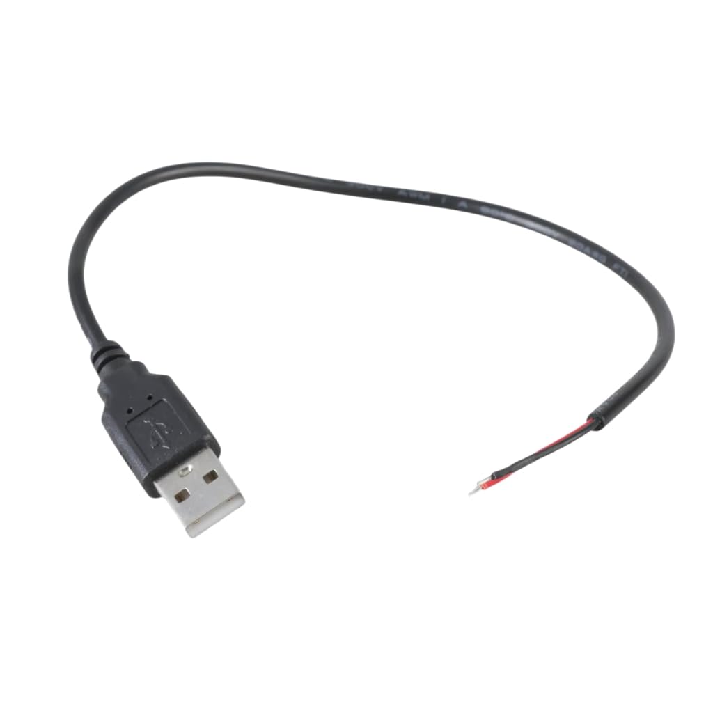 Elnwnnkc USB Male to 2Pin Pigtail Cable Power Cord 22AWG Bare Open End Extension Wire Supports 5V 3A Power