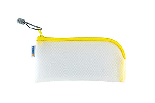 Preisvergleich Produktbild HERMA 20005 Reißverschlusstasche Reiseetui, transparent (23 x 11 cm) kleine verschließbare Sichttasche mit Zipper für Handy, Ladekabel, Kosmetik, Stifte, Schlüssel, Kulturtasche in gelb