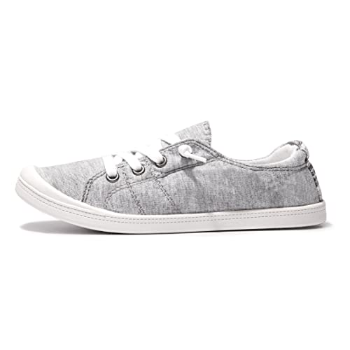 Women's Slip On Canvas Sneaker Low Top Casual Walking Shoes Classic Comfort Flat Fashion Sneakers (Grey 08) #TOP2