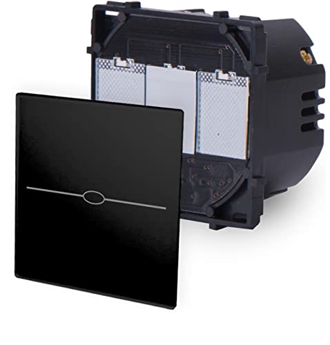 LUXUS-TIME Glas Touchschalter Lichtschalter Wandschalter Unterputz nur Modul Ein/Aus 1 Fach schwarz LX-701-12