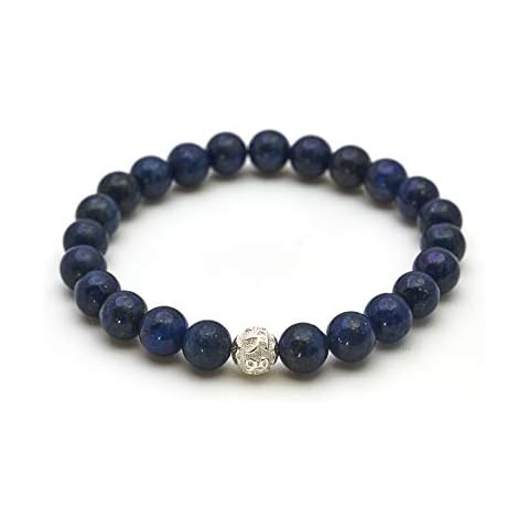 Pulsera de lapislázuli auténtico con perlas y cuenta de plata de ley 925 Cover