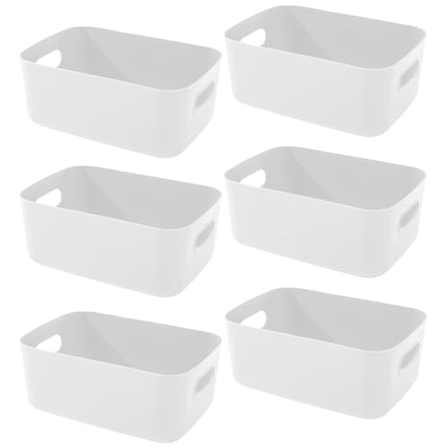 wintfarm 6 Stück Aufbewahrungsbox,Aufbewahrungskorb Kunststoff,Aufbewahrungsboxen storage boxes mit Griff für Regale, Schubladen,Wäscheschrank Mehrere zur Schrank Organizer für Küche(20.5 * 14 * 7cm)