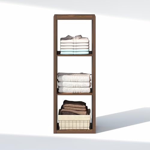 Image of Furinno Cubic Extra Thick 3-Cube Closet Organizers and Storage, Amber Pine | 14.6 x 16 x 44 in, Open Shelf Closet Storage, Closet Organizer, for Wardrobe, Bedroom, Living Room