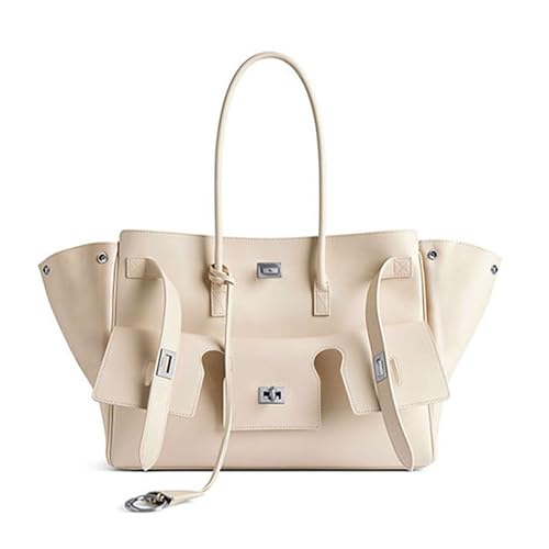Image of NEWBELLA Women's Vegan Leather Tote Bag, Stylish Handbag for Everyday Use (White)