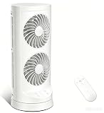 KopBeau Tower Fan for Bedroom, Portable Desk Table Fan with Remote,4 Speeds,12H Timer,60° & 110° Oscillating Electric Fans that Blow Cold Air,Fast Cooling Fan for Home Office Dorm,White