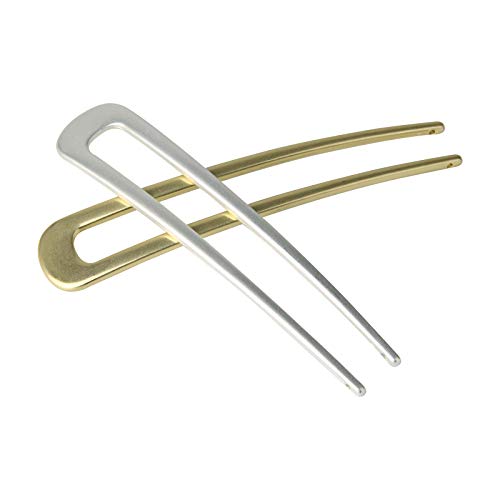 8pcs-Gold and Silver Metal U Shaped Hair Styling Pins Fork Sticks 2 Prong Updo Chignon Pins for Women Girls Buns Hair Accessories