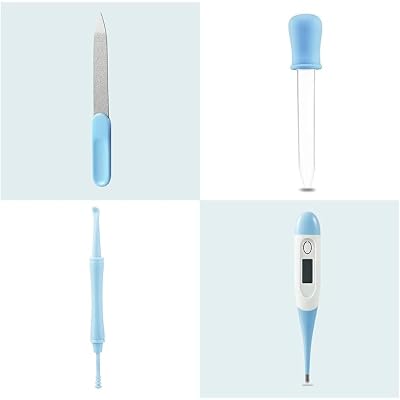 PandaEar Baby Healthcare and Grooming Kit، Baby Nursery Health Care Set، Electric Safety Nail Trimmer Newborn Essentials Kit for Tablers Kids ( 19 in 1، Blue )