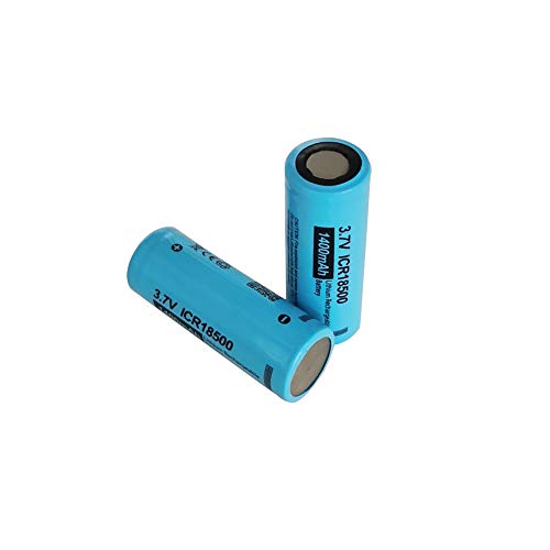 ICR18500 Rechargeable Li-Ion Batteries 3.7V 1400mah with Flat Top (2pc)