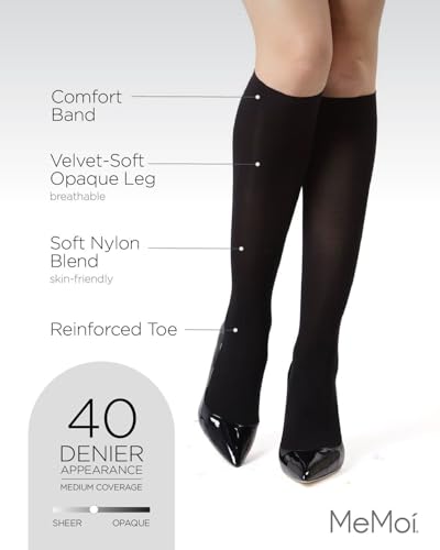 MeMoi Women's Microfiber Opaque 60 Denier Knee Highs3
