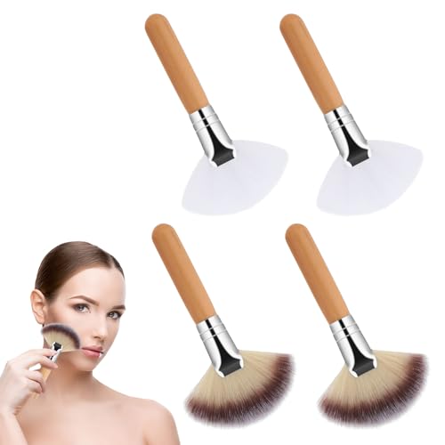 4 PCS Fluffy Facial Brushes Esthetician Facial Brush Fan Brushes Esthetician for Facials Fluffy Brush Soft Bristle Highlighting Make up Cosmetic Tools for Women Loose Powder Blush
