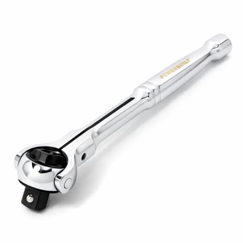 Powerbuilt Swivel Head Ratchet, 3/8 Inch Drive Hand Tools, Rotating, 72 Tooth 5 Degree Swing,