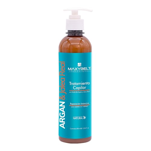 Tratamiento capilar con aceite de argán y jalea real 400ml, nutre y repara cabellos sin vitalidad, brillo y sedosidad, con ingredientes de origen natural. Libre de sales y sulfatos.