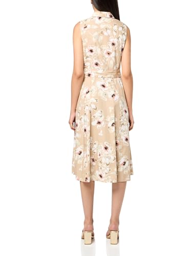 Image of Tommy Hilfiger Women's Sleeveless Collared Button Front Tie Waist Midi Shirt Dress