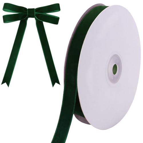 Image of Tsorode 10 Yards Dark Green Velvet Ribbon for Christmas Tree,5 /8 Inch