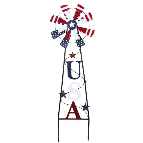 TERESAS COLLECTIONS 4th of July Decorations for Outdoor Decor Patriotic Memorial Day Decorations Wind Spinner Garden Yard Sign USA Americana Windmill Decorative Stake Independence Day Gifts 26