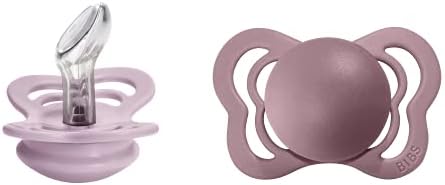 BIBS Couture Soother 2-Pack, BPA Free Dummy Pacifier, Orthodontic Nipple. Silicone, Size 1 (0-6 Months), Peach/Woodchuck