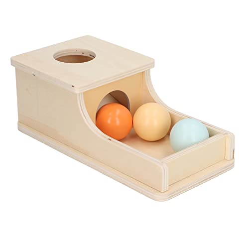 SPYMINNPOO Montessori MüNzen BäLle Passende Box, Holzschubladen MüNzen Box Objekt Permanenz Box FrüHerziehung Spielzeug (Zielbox) Cover