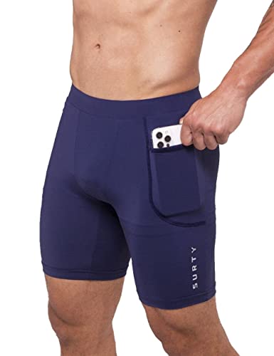 Short Térmico Compressão Leve Masculino Treino Corrida Academia Surty Rush On (G, Azul)