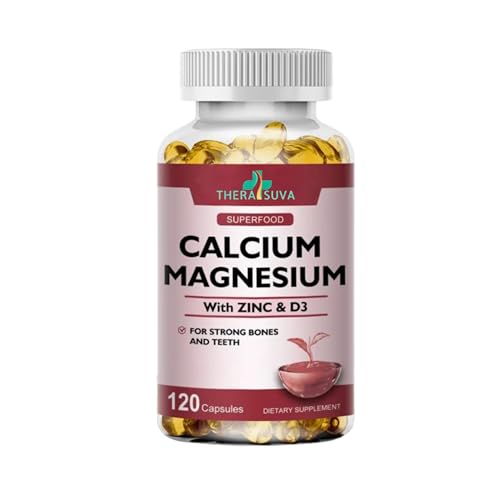 Extra Strength Calcium 1000mg + Magnesium 400mg + D3 + Zinc, Complex Supplement for Bone and Immune Health. 120 SoftGels, 60 Day Supply