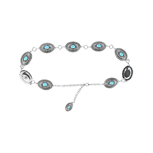 ARIAT Women's Silver Concho Belt with Black Center Stones and Lobster Claw Closure