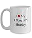 Siberian Husky White Ceramic Mug | 11 or 15 Ounce Cute Coffee Cup | I Love My Dog | Present for Dog Lover | Pet Parent Mom Dad