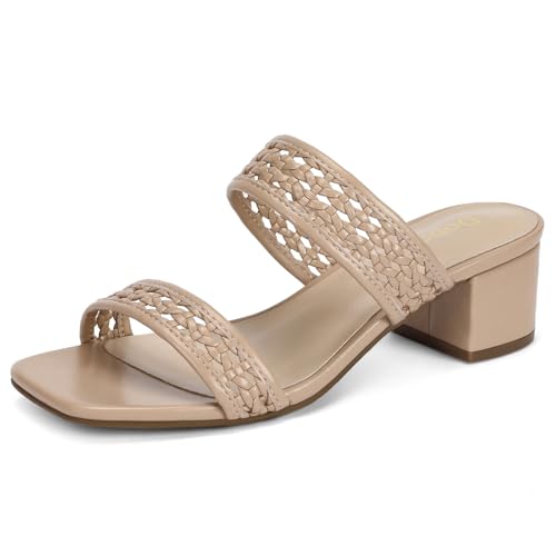 Image of Women's Heeled Sandals Two Strap Square Open Toe Heels 2-Inch Chunky Sandals Dress Shoes Wide Feet Friendly